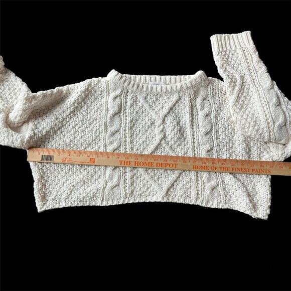 The Native One Cable Knit Sweater Cropped Dropped Shoulder Chunky Ivory Small - Picture 8 of 8